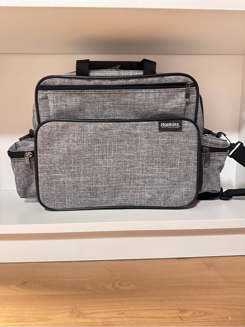 Hopkins HomeHealth Shoulder Bag in Graphite Grey Travel Messenger Bag/Diaper Bag